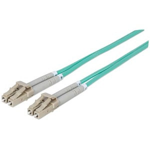 Intellinet Network Solutions Fiber Optic Patch Cable, LC/LC, OM3, 50/125, Multimode, Duplex, Aqua, 3 ft (1 m) - 750868