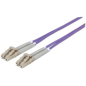 Intellinet Network Solutions Fiber Optic Patch Cable, LC/LC, OM4, 50/125, Multimode, Duplex, Violet, 3 ft (1 m) - 750875