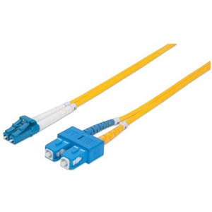 Intellinet Network Solutions Fiber Optic Patch Cable, LC/SC, OS2, 9/125, Single-Mode, Duplex, Yellow, 10 ft (3 m) - 472050