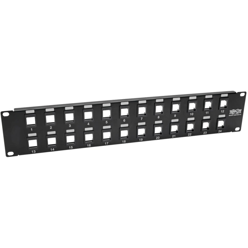 Eaton Tripp Lite Series 24-Port 2U Rack-Mount Unshielded Blank Keystone/Multimedia Patch Panel, RJ45 Ethernet, USB, HDMI, Cat5e/6 - N062-024-KJ