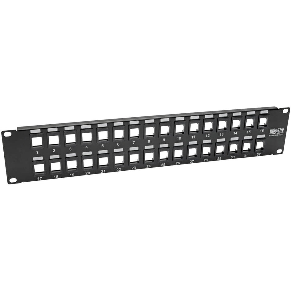 Tripp Lite by Eaton 32-Port 2U Rack-Mount Unshielded Blank Keystone/Multimedia Patch Panel, RJ45 Ethernet, USB, HDMI, Cat5e/6 - N062-032-KJ