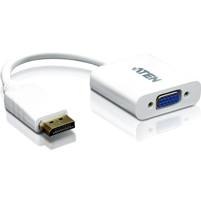 Aten DisplayPort to VGA Adapter - DisplayPort/VGA for Notebook, Video Device, TV - 1 Pack - 1 x DisplayPort Male Digital Audio/Video - 1 x HD-15 Female VGA - White - VC925