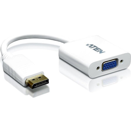 Aten DisplayPort to VGA Adapter - DisplayPort/VGA for Notebook, Video Device, TV - 1 Pack - 1 x DisplayPort Male Digital Audio/Video - 1 x HD-15 Female VGA - White - VC925