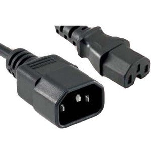 ENET C14 to C15 6ft Black Power Extension Cord 14 AWG 15A NEMA IEC-320 C14 to NEMA IEC-320 C15 Black 6' - C14C15-6F-ENC