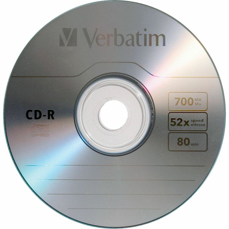 Verbatim CD-R 700MB 52X with Branded Surface - 1pk Slim Case - 94776