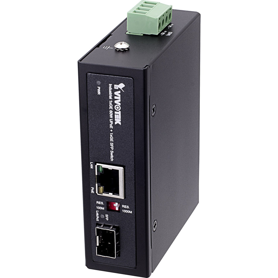 Vivotek Industrial 1xGE 60W UPoE + 1xGE SFP Switch - AW-IHU-0200