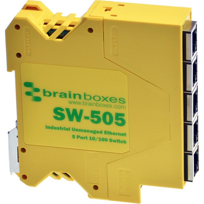 Brainboxes Industrial Compact Ethernet 5 Port Switch DIN Rail Mountable - SW-505