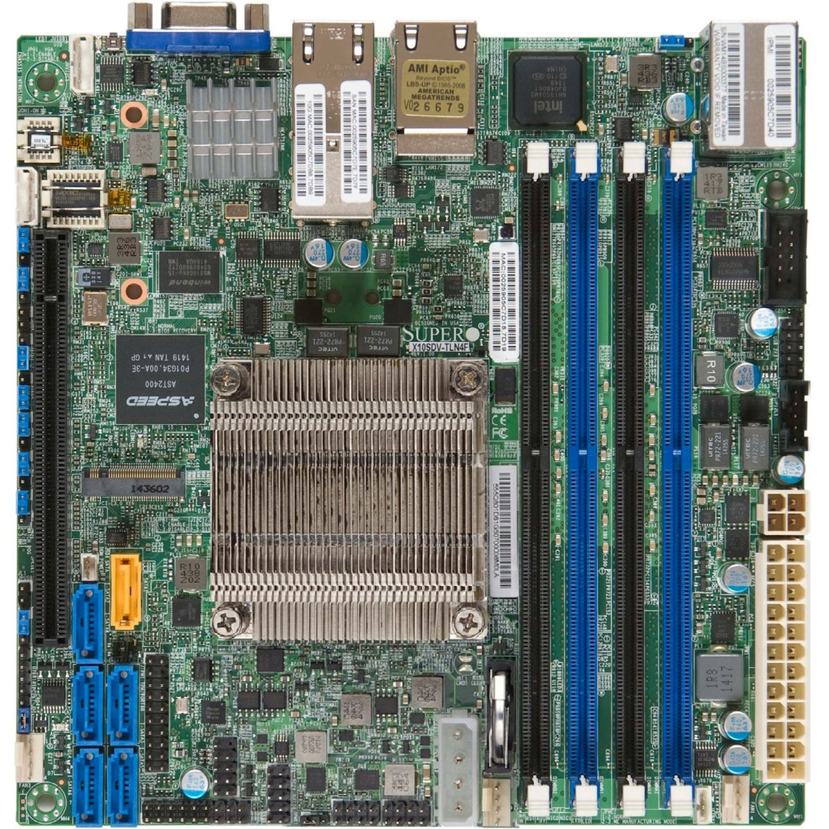 Supermicro X10SDV-12C-TLN4F Server Motherboard - Intel Chipset - Socket BGA-1667 - Mini ITX - MBD-X10SDV-12C-TLN4F-O