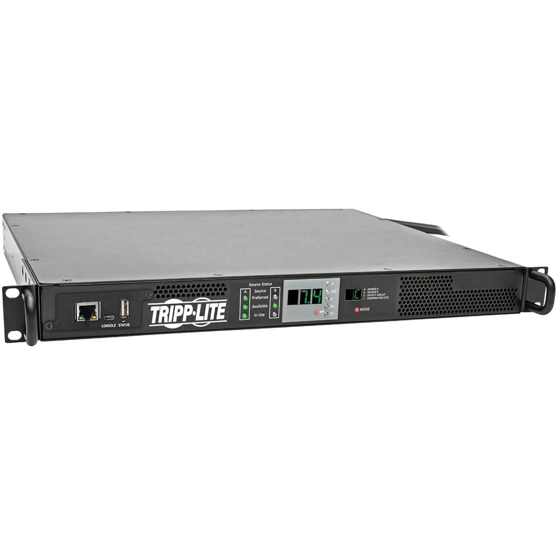 Tripp Lite by Eaton 7.7kW Single-Phase 200-240V Monitored Automatic Transfer Switch PDU, Two 32A IEC309 32A Blue Inputs, 1 IEC309 32A Outlet, 1U - PDUMNH32HVAT