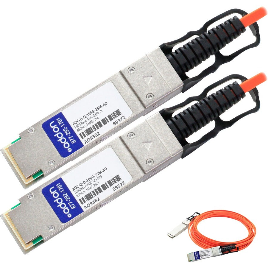 AddOn Arista Networks AOC-Q-Q-100G-25M Compatible TAA Compliant 100GBase-AOC QSFP28 to QSFP28 Direct Attach Cable (850nm, MMF, 25m) - AOC-Q-Q-100G-25M-AO