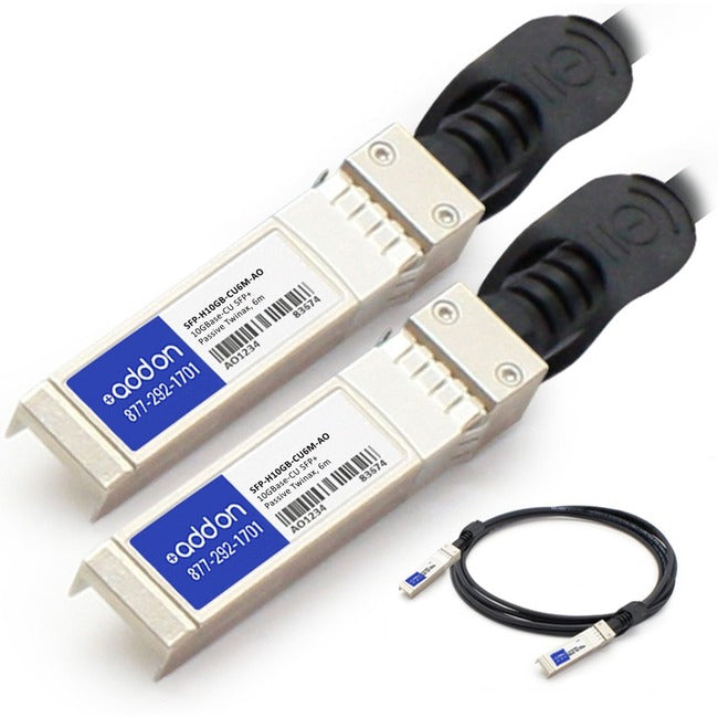 AddOn Cisco Compatible TAA Compliant 10GBase-CU SFP+ to SFP+ Direct Attach Cable (Passive Twinax, 6m) - SFP-H10GB-CU6M-AO