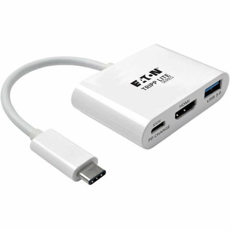 Eaton Tripp Lite Series USB-C to HDMI Adapter with USB 3.x (5Gbps) Hub Port and PD Charging, HDCP, White - U444-06N-HU-C