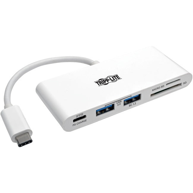 Tripp Lite by Eaton USB-C Multiport Adapter, USB 3.x (5Gbps), USB-A/C Hub Ports, Card Reader and 60W PD Charging, White - U460-002-2AM-C