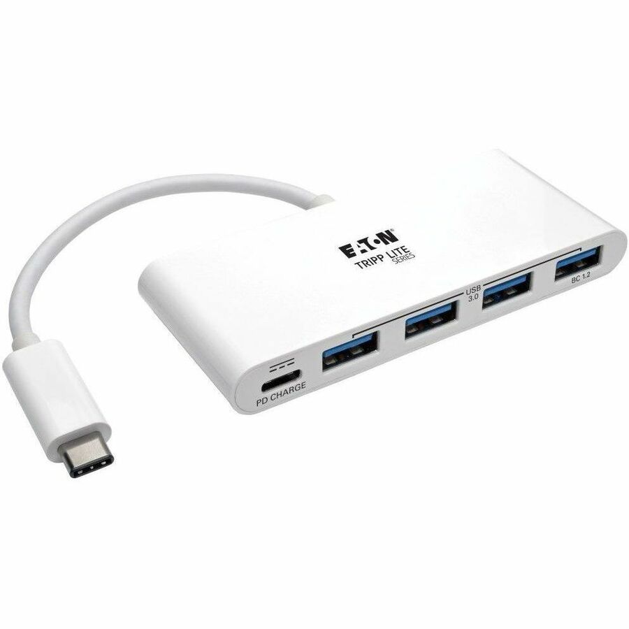 Eaton Tripp Lite Series 4-Port USB-C Hub, USB 3.x (5Gbps), 4x USB-A Ports, 60W PD Charging, White - U460-004-4A-C