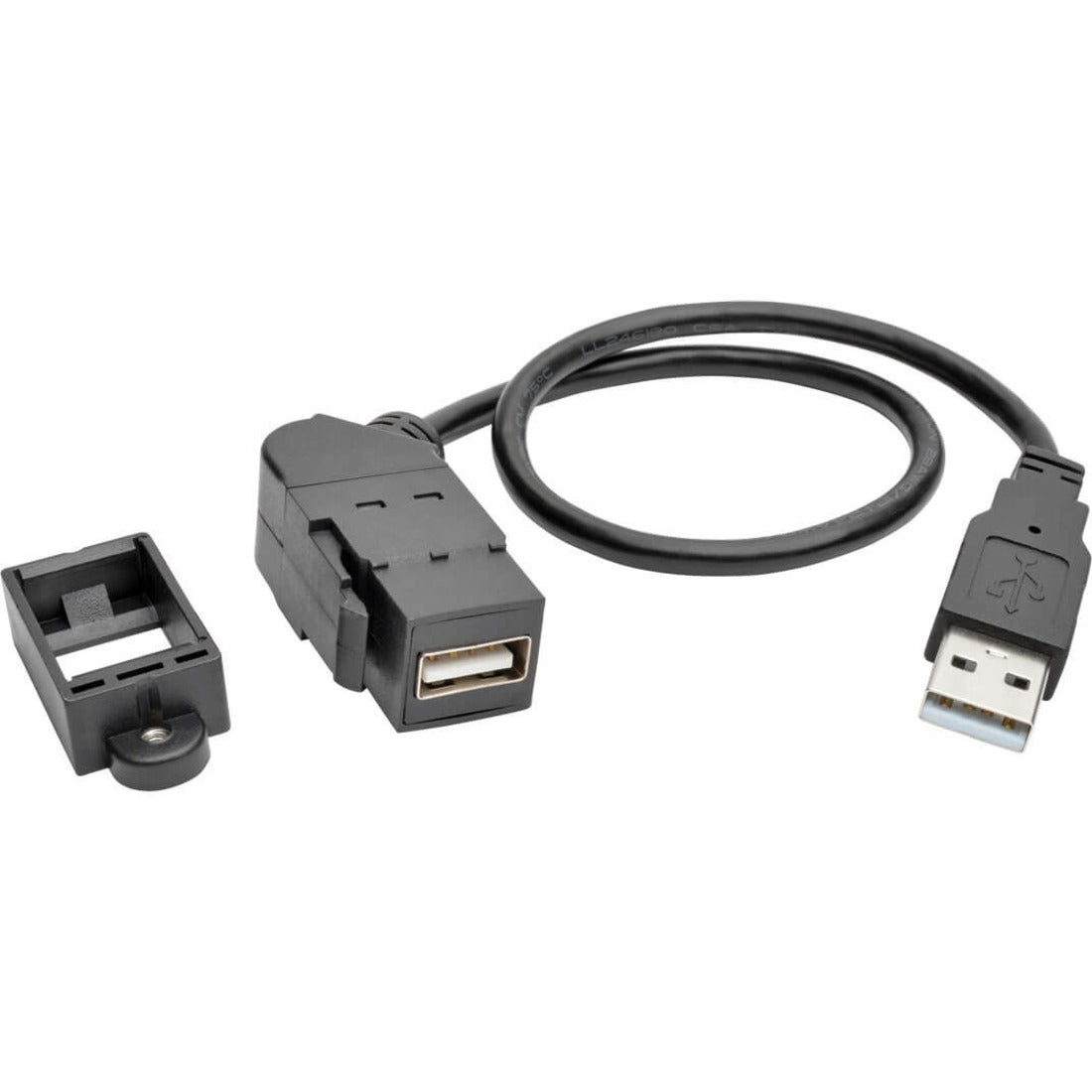 Tripp Lite by Eaton USB 2.0 All-in-One Keystone/Panel Mount Extension Cable (M/F) Angled Connector 1 ft. (0.31 m) - U024-001-KPA-BK