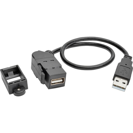Tripp Lite by Eaton USB 2.0 All-in-One Keystone/Panel Mount Extension Cable (M/F) Angled Connector 1 ft. (0.31 m) - U024-001-KPA-BK