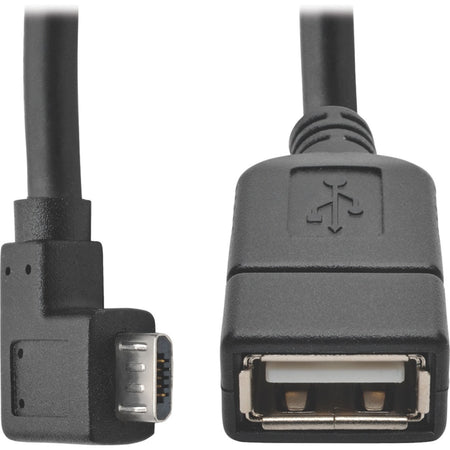 Eaton Tripp Lite Series Micro USB to USB OTG Host Adapter Cable, Right-Angle 5-Pin USB Micro-B to A (M/F), 6-in. (15.24 cm) - U052-06N-RA