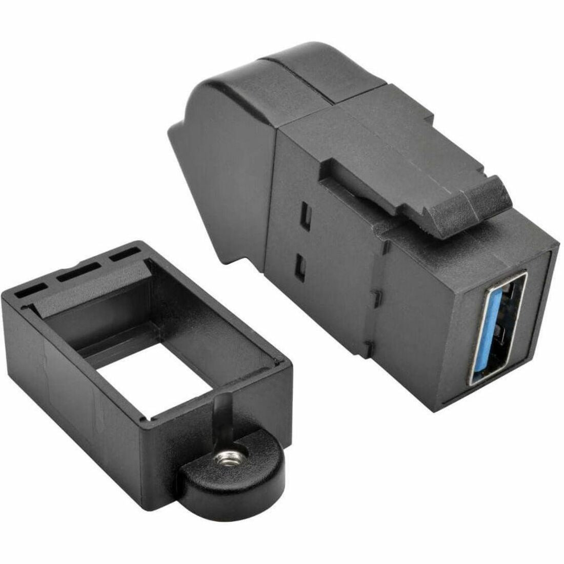 Eaton Tripp Lite Series USB 3.0 All-in-One Keystone/Panel Mount Angled Coupler (F/F), Black - U325-000-KPA-BK