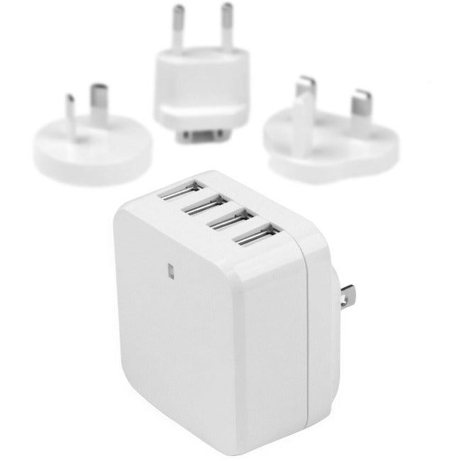 StarTech.com Travel USB Wall Charger &acirc;&euro;" 4 Port &acirc;&euro;" White &acirc;&euro;" Universal Travel Adapter &acirc;&euro;" International Power Adapter &acirc;&euro;" USB Charger - USB4PACWH