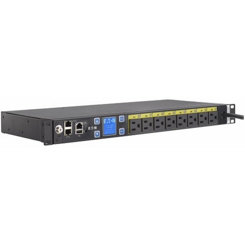 Eaton Managed rack PDU, 1U, 5-15P input, 1.44 kW max, 120V, 12A, 10 ft cord, Single-phase, Outlets: (8) 5-15R - EMAT08-10