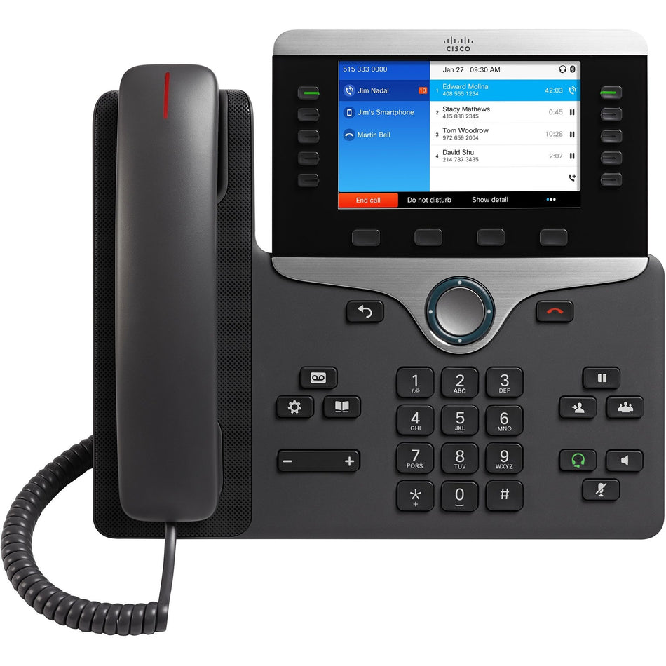 Cisco 8851 IP Phone - Corded/Cordless - Corded - Bluetooth - 5 Multiple Conferencing - Desktop, Wall Mountable - Charcoal - CP-8851-3PCC-K9=