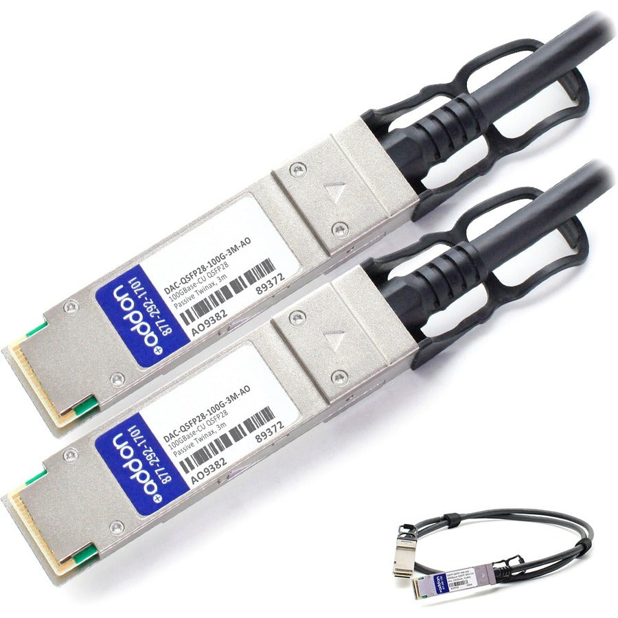AddOn Dell DAC-QSFP28-100G-3M Compatible TAA Compliant 100GBase-CU QSFP28 to QSFP28 Direct Attach Cable (Passive Twinax, 3m) - DAC-QSFP28-100G-3MAO
