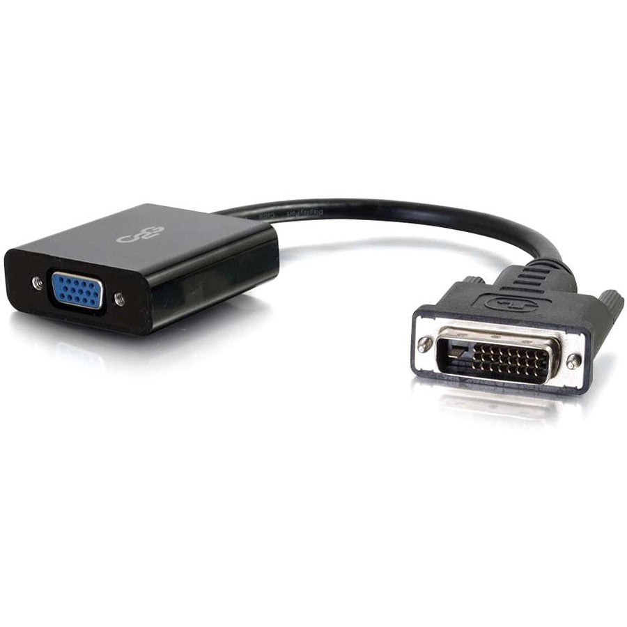 C2G DVI to VGA Adapter Converter - DVI-D/Micro-USB/VGA for Video Device, Projector, Monitor - 1 x Type A Female Micro USB, DVI-D (Dual-Link) Male Digital Video - 1 x HD-15 Female VGA - Shielding - Black - 41380