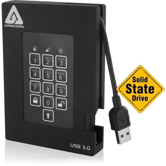 Apricorn Aegis Padlock Fortress A25-3PL256-S2000F 2 TB Solid State Drive - 2.5" External - Black - A25-3PL256-S2000F