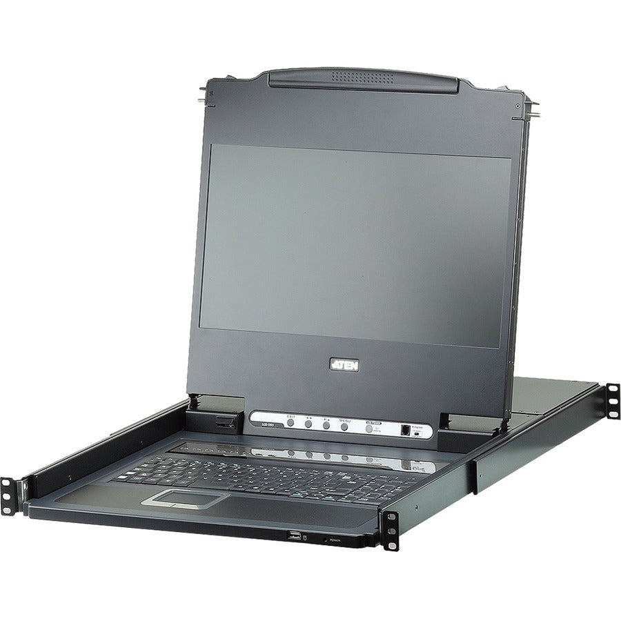 ATEN CL6708MW Single Rail 8-Port DVI FHD LCD KVM Switch with Standard Rack Mount Kit-TAA Compliant - CL6708MW