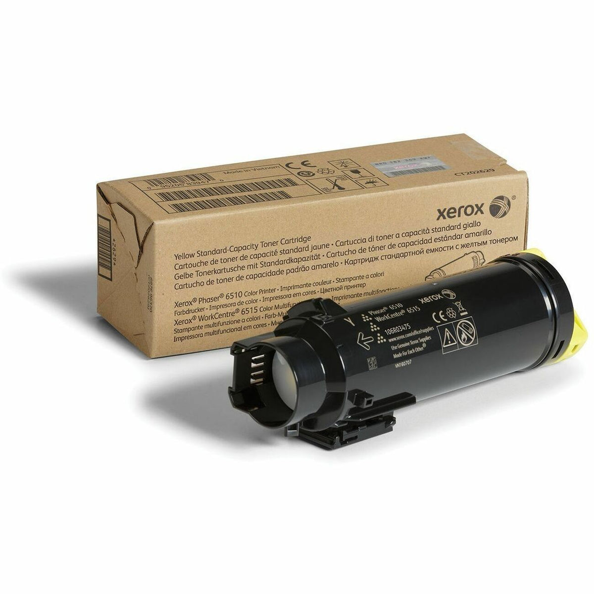 Xerox Genuine Phaser&reg; 6510, WorkCentre&reg; 6515 Yellow Standard capacity Toner Cartridge (1000 Pages) - 106R03475 - 106R03475