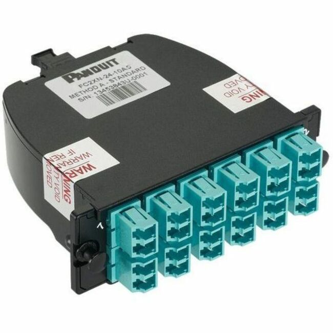 Panduit OptiCom MPO-LC Fiber Cassette OM3, 24 Fiber, Modified Method A, Std IL - FC2XN-24-10AF