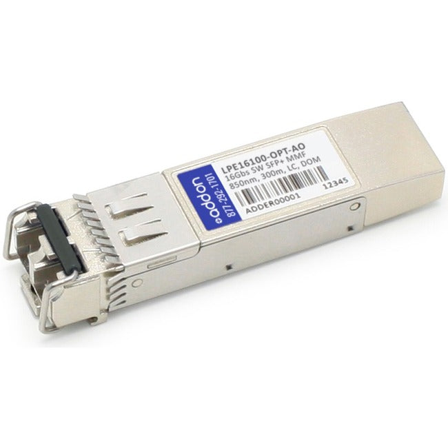 AddOn Emulex LPe16100-OPT Compatible TAA Compliant 16GBase-SW Fibre Channel SFP+ Transceiver (MMF, 850nm, 300m, LC) - LPE16100-OPT-AO