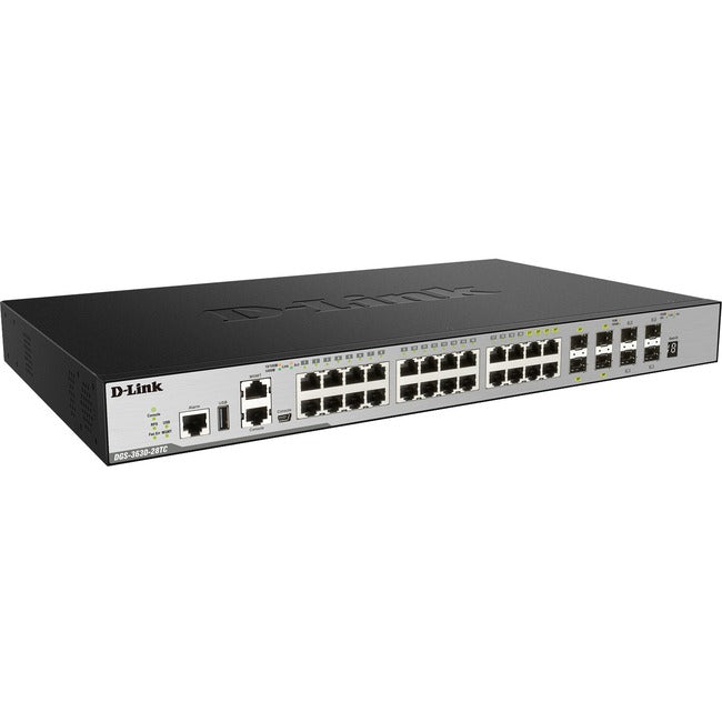 D-Link 28-Port Layer 3 Stackable Managed Gigabit Switch including 4 10GbE Ports - DGS-3630-28TC/SI