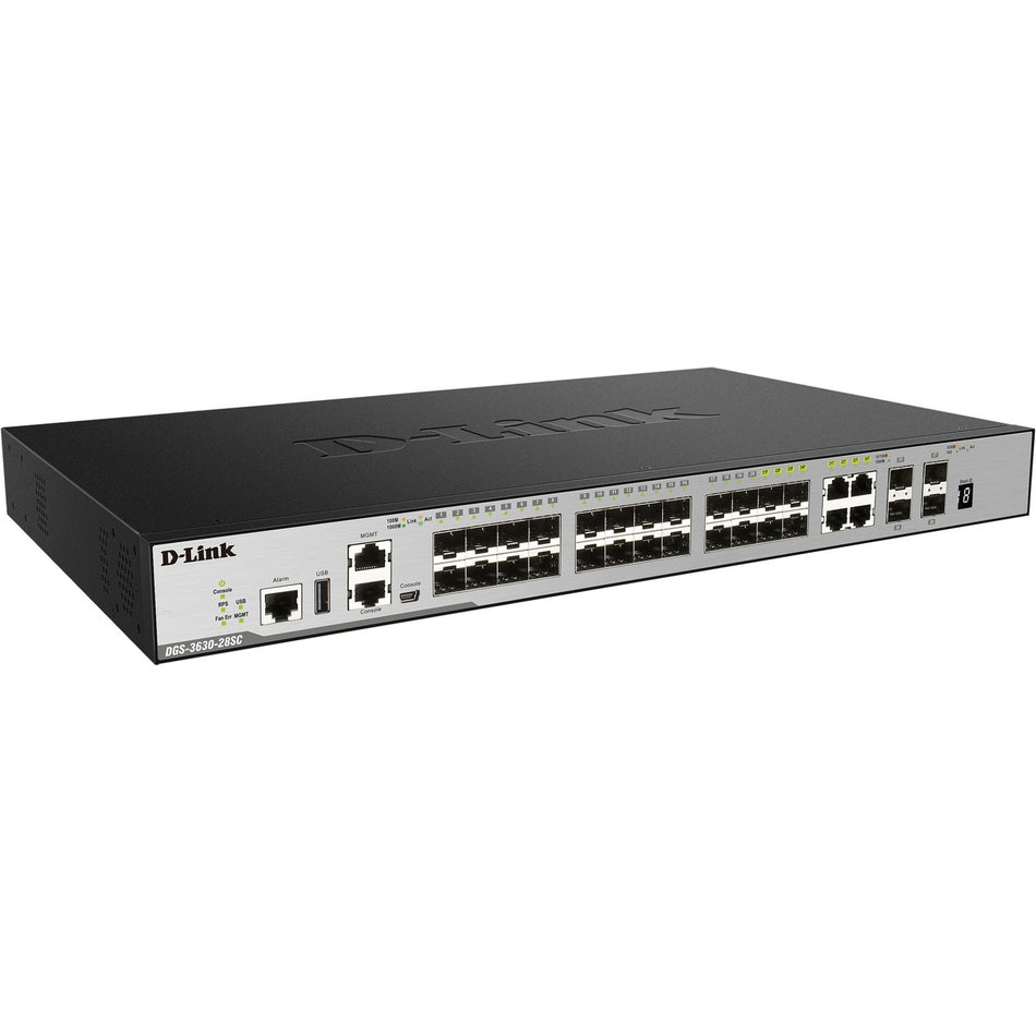 D-Link 28-Port Layer 3 Stackable Managed Gigabit Switch including 4 10GbE Ports - DGS-3630-28SC/SI