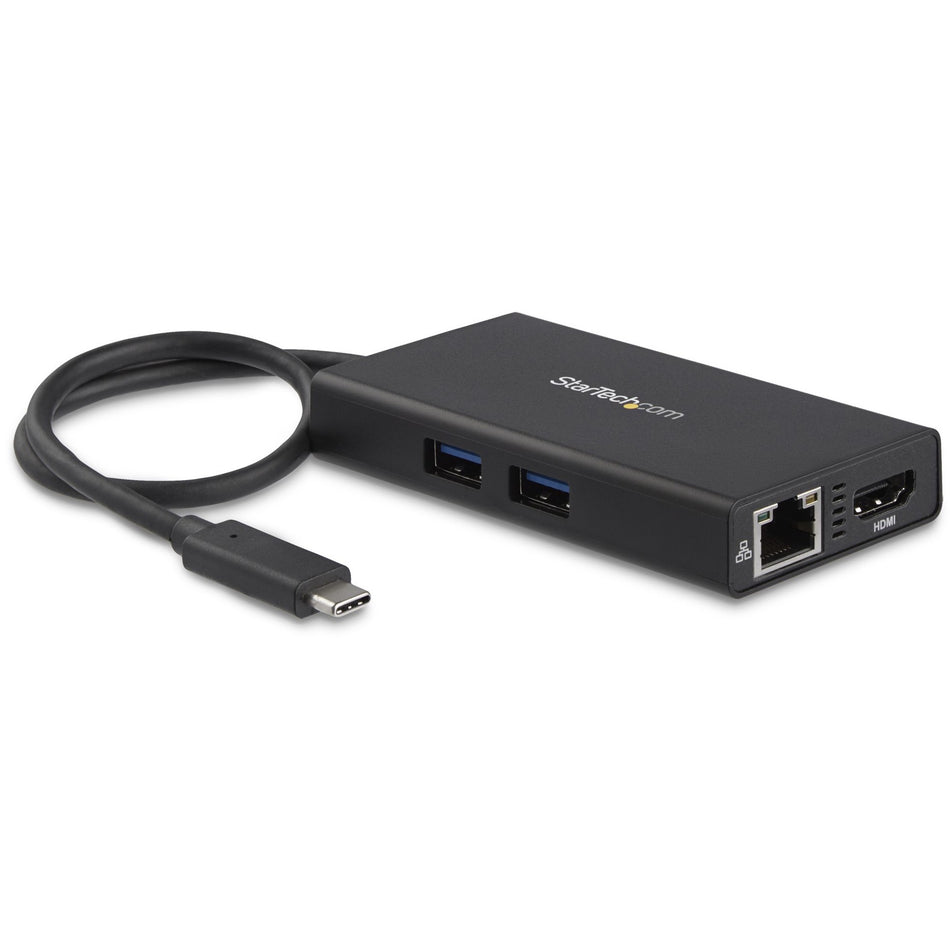 StarTech.com USB-C Multiport Adapter - USB-C Travel Dock w/ 4K HDMI - 60W PD Pass-Through, GbE, 2x USB-A - Mini USB Type-C Docking Station - DKT30CHPD