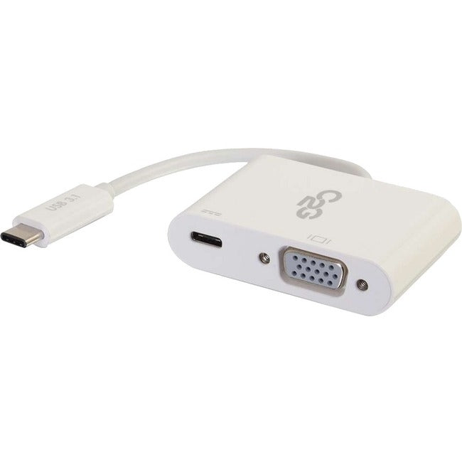 C2G USB C to VGA Video Adapter w/ Power Delivery - USB Type C to VGA White - 29534