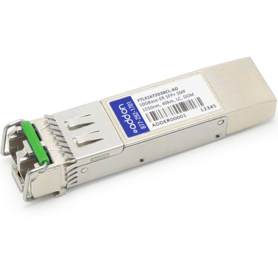 AddOn Finisar FTLX1672D3BCL Compatible TAA Compliant 10GBase-ER SFP+ Transceiver (SMF, 1550nm, 40km, LC, DOM) - FTLX1672D3BCL-AO