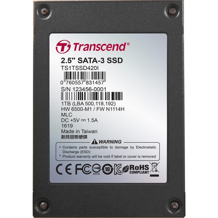 Transcend 1 TB Solid State Drive - 2.5" Internal - SATA (SATA/600) - TS1TSSD420I