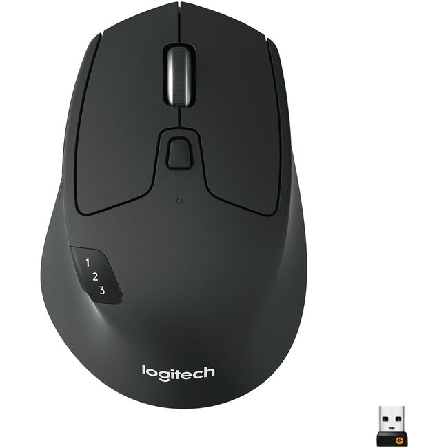 Logitech M720 Triathlon Multi-Device Wireless Mouse, Bluetooth, USB Unifying Receiver, 1000 DPI, 8 Buttons, 2-Year Battery, Compatible with Laptop, PC, Mac, iPadOS - Black - 910-004790