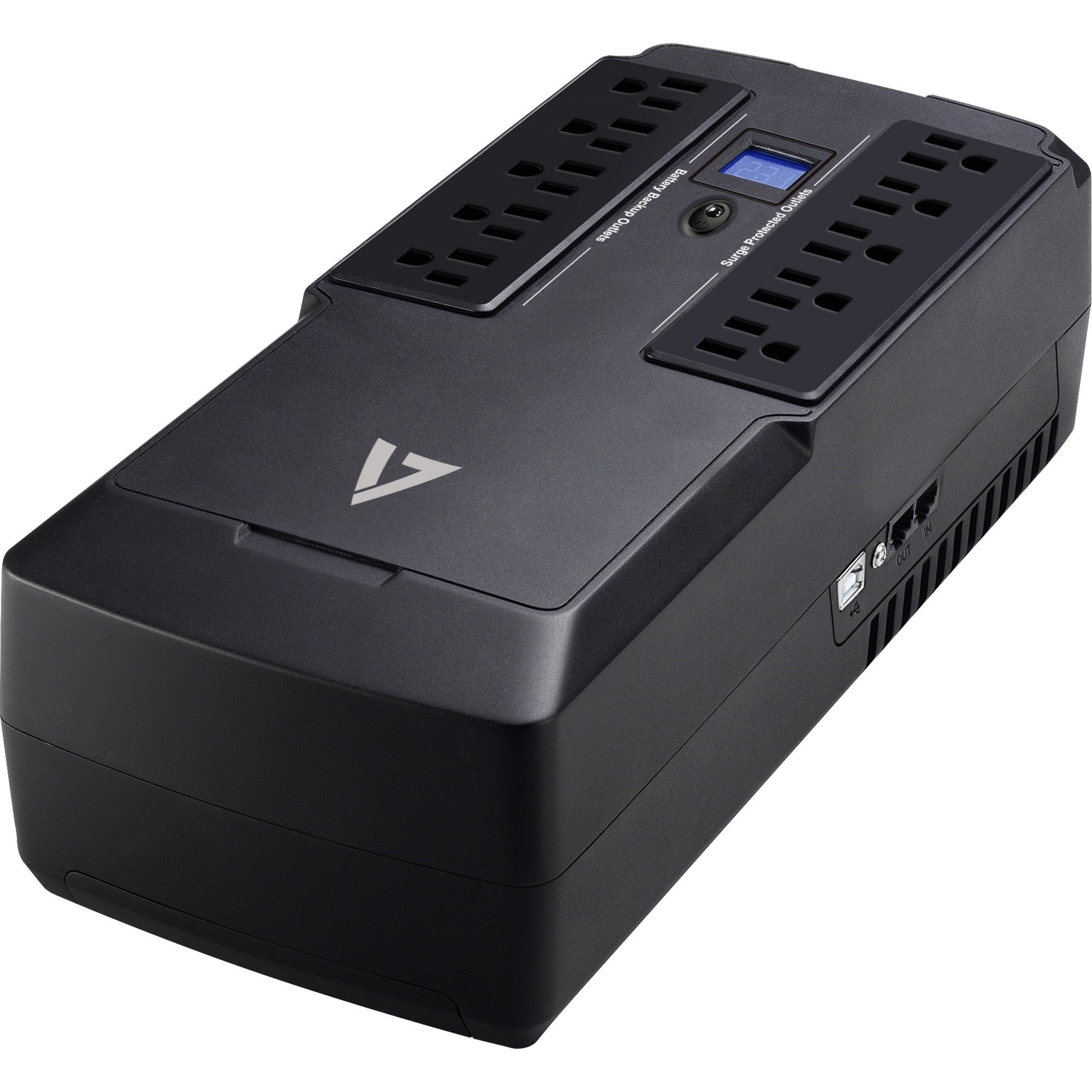 V7 UPS 750VA Desktop with 10 Outlets, Touch LCD (UPS1DT750-1N) - UPS1DT750-1N