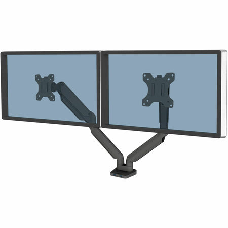 Fellowes Platinum Series High Quality Dual Monitor Arm for 40-Inch Monitors, Full Motion, 360&deg; Rotation, VESA Mount with Grommet or Clamp, USB Ports, Ergonomic, Black - 8042501