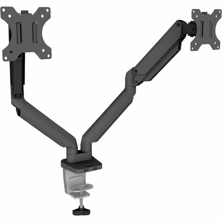 Fellowes Platinum Series High Quality Dual Monitor Arm for 32-Inch Monitors, Full Motion, 360&deg; Rotation, VESA Mount with Grommet or Clamp, USB Ports, Ergonomic, Black - 8042501