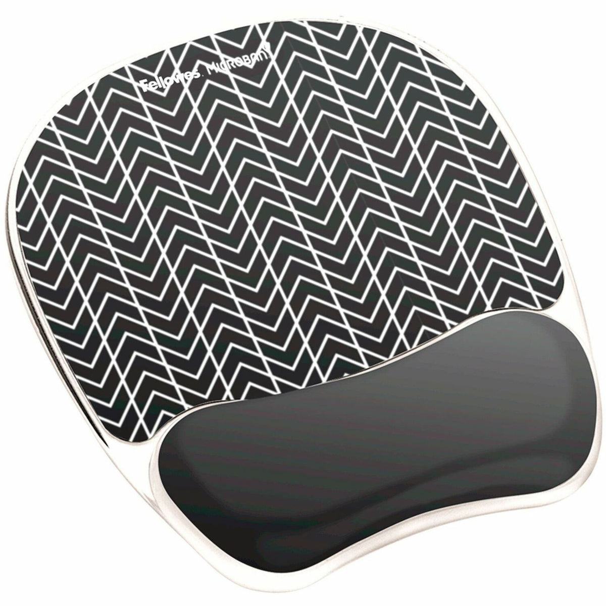 Fellowes Photo Gel Mouse Pad Wrist Rest with Microban&reg; - Black Chevron - 9549901