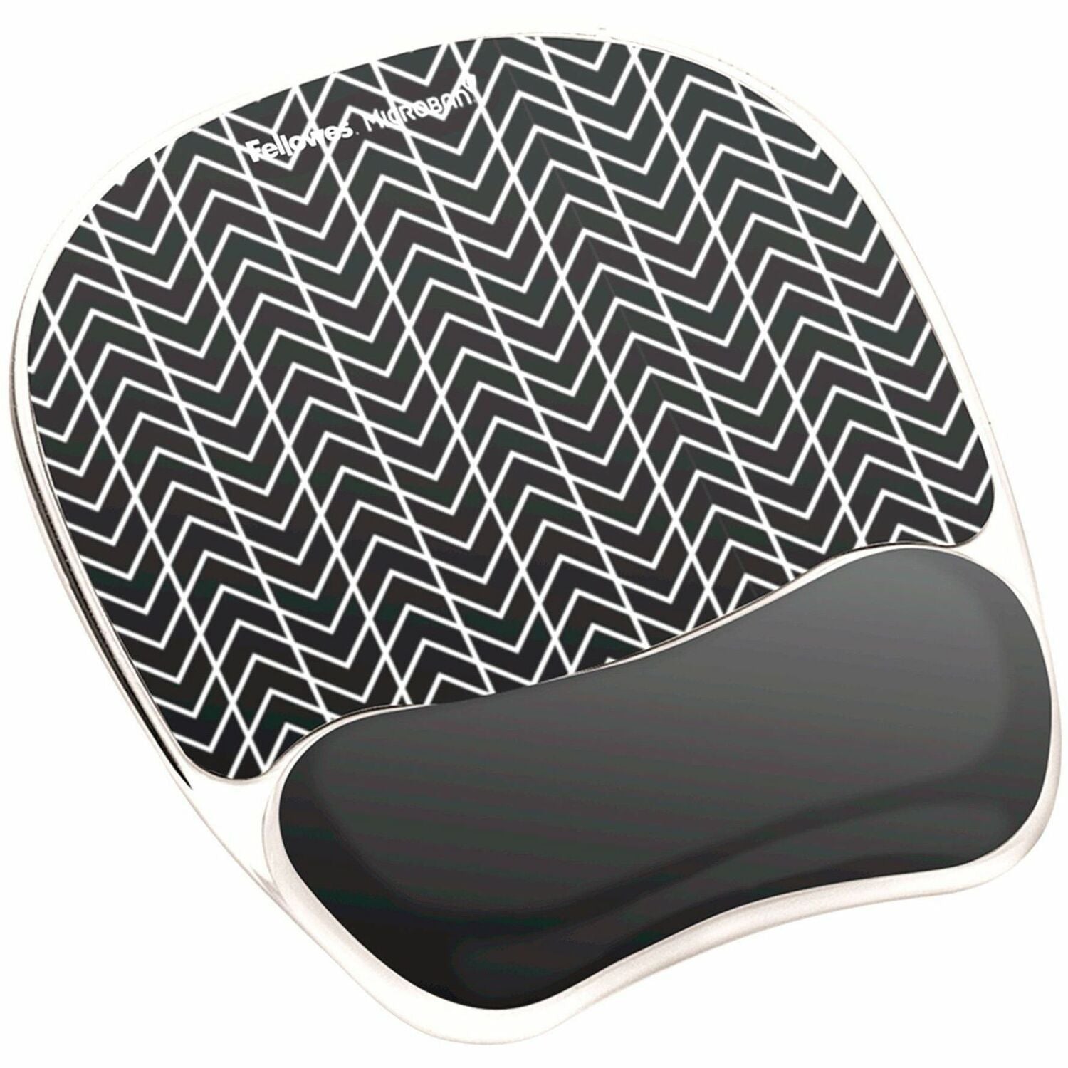 Fellowes Photo Gel Mouse Pad Wrist Rest with Microban&reg; - Black Chevron - 9549901