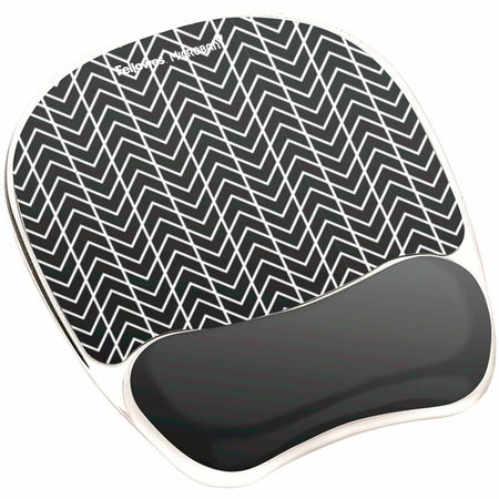 Fellowes Photo Gel Mouse Pad Wrist Rest with Microban&reg; - Black Chevron - 9549901