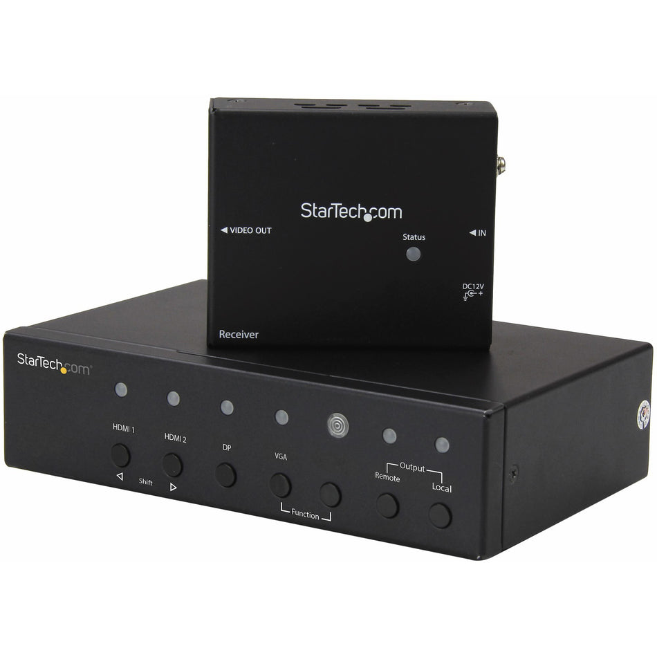 StarTech.com Multi-Input HDBaseT Extender with Built-in Switch - DisplayPort VGA and HDMI Over CAT5e or CAT6 - Up to 4K - up to 230 ft - STDHVHDBT