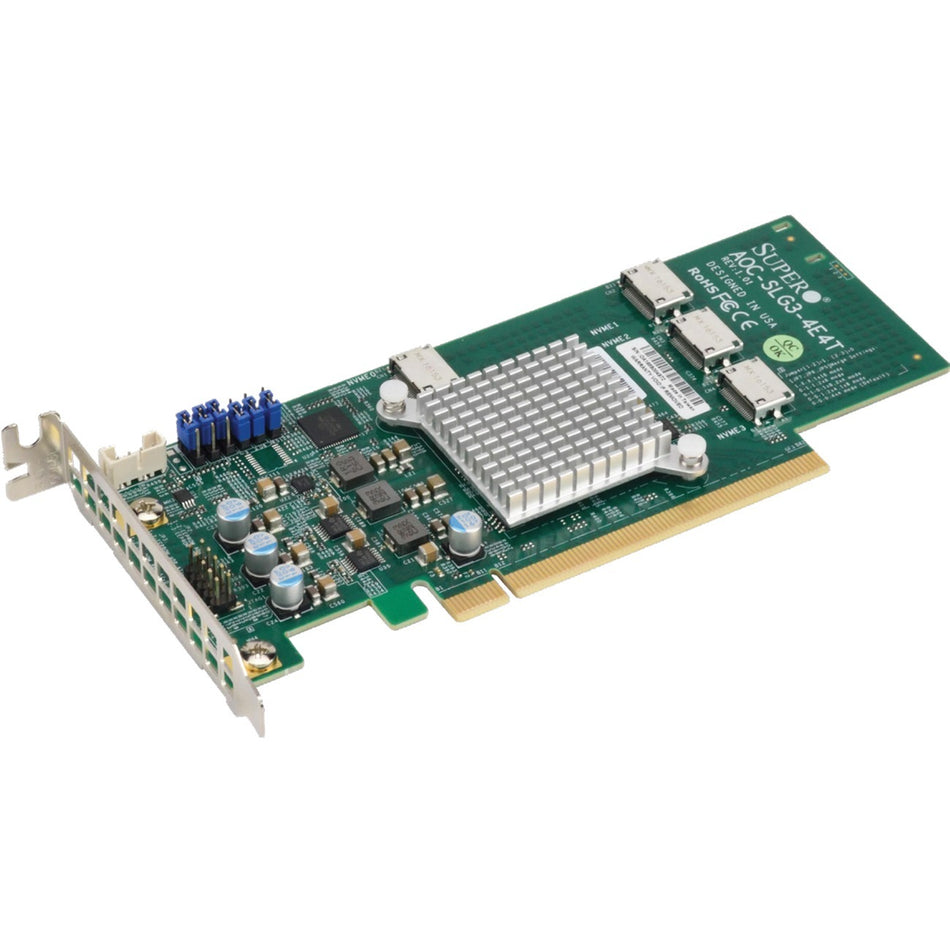 Supermicro Low Profile Quad-Port NVMe Internal Host Bus Adapter - AOC-SLG3-4E4T-O