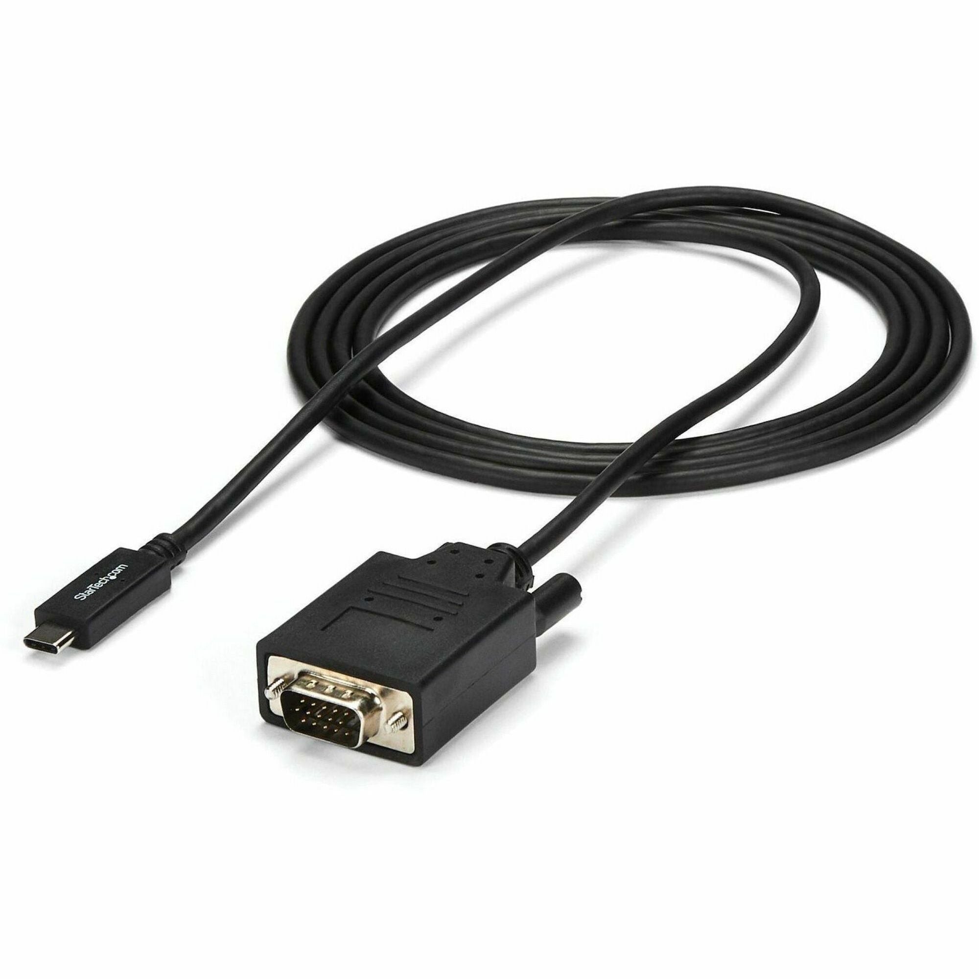 StarTech.com 6ft/2m USB C to VGA Cable - 1920x1200/1080p USB Type C DP Alt Mode to VGA Video Monitor Adapter Cable -Works w/ Thunderbolt 3 - CDP2VGAMM2MB