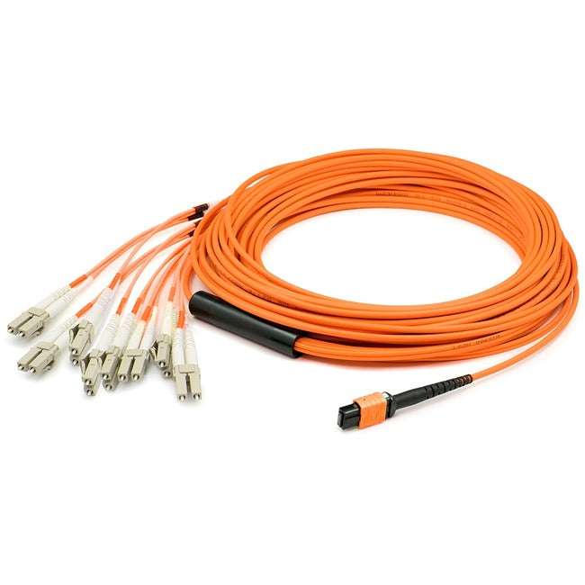 AddOn 15m MPO (Female) to 8xLC (Male) 8-Strand Orange OM1 Fiber Fanout Cable - ADD-MPO-4LC15M6MMF