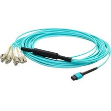 AddOn 25m MPO (Female) to 8xLC (Male) 8-Strand Aqua OM3 Fiber Fanout Cable - ADD-MPO-4LC25M5OM3